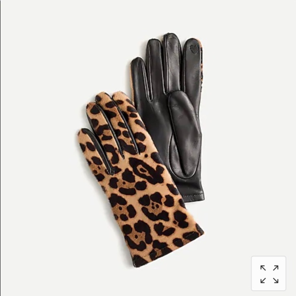 Leopard Print Leather Gloves